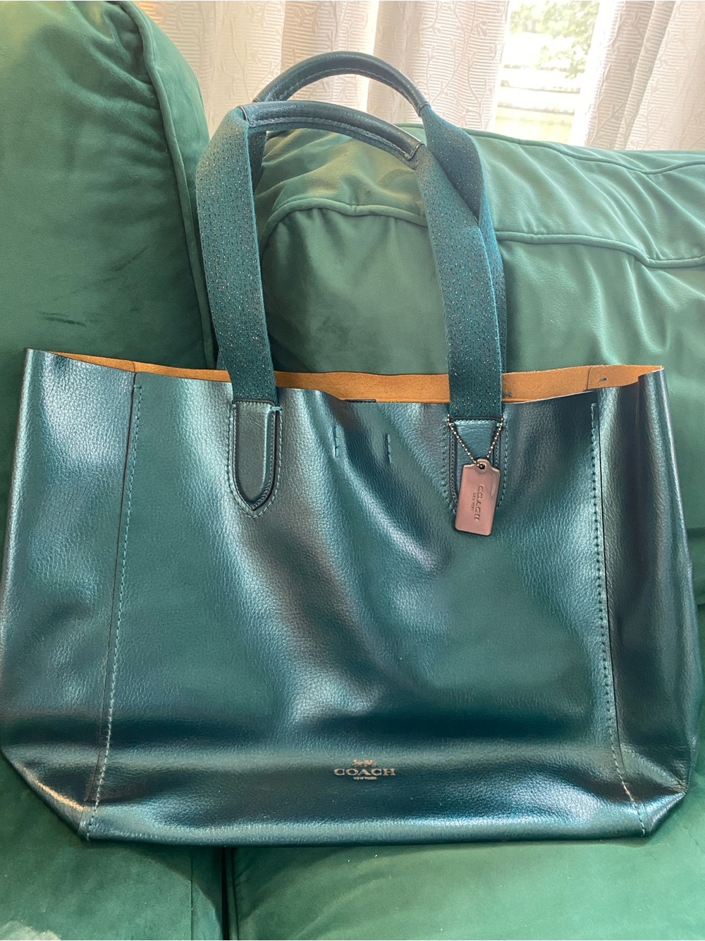 COACH Limited Edition Derby iridescent teal Tote bag - LEATHER! Beautiful!